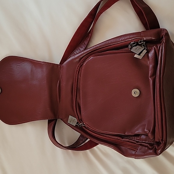 Burgundy Faux Leather Backpack - Picture 5 of 10